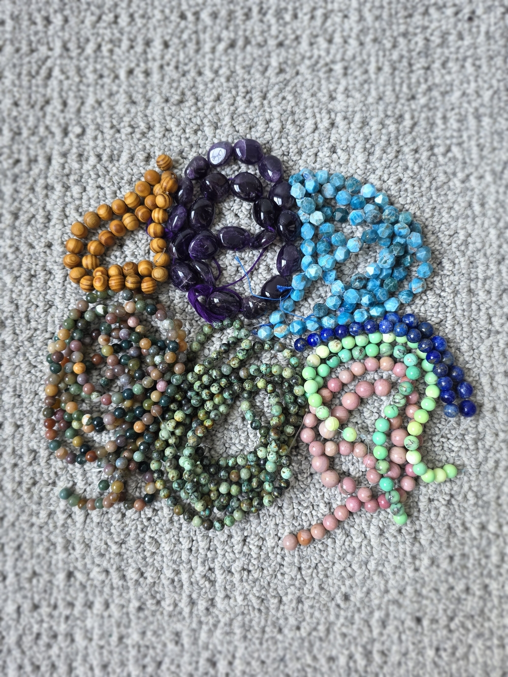 Lot of Gemstone, Wooden, & Metal Beads for Jewelry-Making